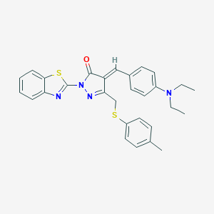molecular formula C29H28N4OS2 B329395 2-(1,3-benzothiazol-2-yl)-4-[4-(diethylamino)benzylidene]-5-{[(4-methylphenyl)sulfanyl]methyl}-2,4-dihydro-3H-pyrazol-3-one 