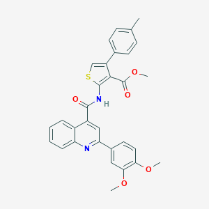 molecular formula C31H26N2O5S B329402 Methyl 2-({[2-(3,4-dimethoxyphenyl)quinolin-4-yl]carbonyl}amino)-4-(4-methylphenyl)thiophene-3-carboxylate 