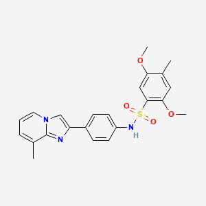 molecular formula C23H23N3O4S B3294026 2,5-dimethoxy-4-methyl-N-(4-{8-methylimidazo[1,2-a]pyridin-2-yl}phenyl)benzene-1-sulfonamide CAS No. 886128-39-8