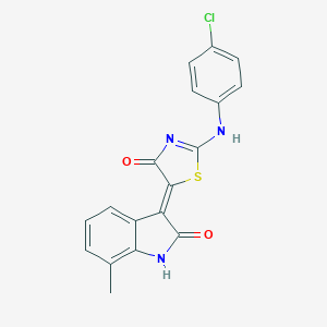 molecular formula C18H12ClN3O2S B329410 (5Z)-2-(4-chloroanilino)-5-(7-methyl-2-oxo-1H-indol-3-ylidene)-1,3-thiazol-4-one 