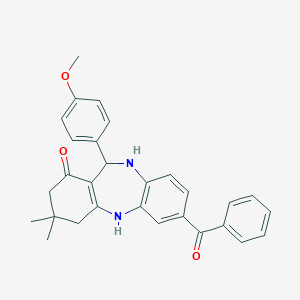 molecular formula C29H28N2O3 B329411 7-Benzoyl-11-(4-methoxy-phenyl)-3,3-dimethyl-2,3,4,5,10,11-hexahydro-dibenzo[b,e 