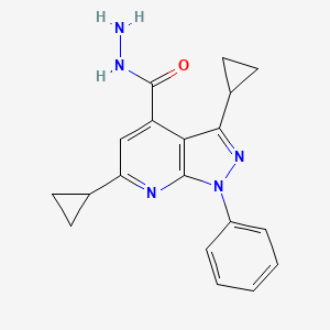 molecular formula C19H19N5O B3294161 3,6-dicyclopropyl-1-phenyl-1H-pyrazolo[3,4-b]pyridine-4-carbohydrazide CAS No. 886496-03-3