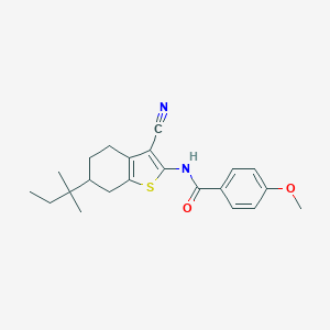 molecular formula C22H26N2O2S B329419 N-[3-cyano-6-(2-methylbutan-2-yl)-4,5,6,7-tetrahydro-1-benzothiophen-2-yl]-4-methoxybenzamide 