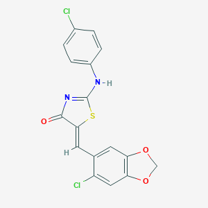 (5Z)-2-(4-chloroanilino)-5-[(6-chloro-1,3-benzodioxol-5-yl)methylidene]-1,3-thiazol-4-one