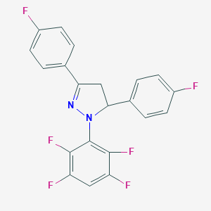 molecular formula C21H12F6N2 B329427 3,5-bis(4-fluorophenyl)-1-(2,3,5,6-tetrafluorophenyl)-4,5-dihydro-1H-pyrazole 