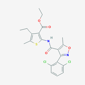 molecular formula C21H20Cl2N2O4S B329429 Ethyl 2-({[3-(2,6-dichlorophenyl)-5-methyl-4-isoxazolyl]carbonyl}amino)-4-ethyl-5-methyl-3-thiophenecarboxylate 
