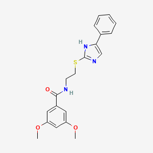 molecular formula C20H21N3O3S B3294291 3,5-dimethoxy-N-(2-((5-phenyl-1H-imidazol-2-yl)thio)ethyl)benzamide CAS No. 886897-87-6