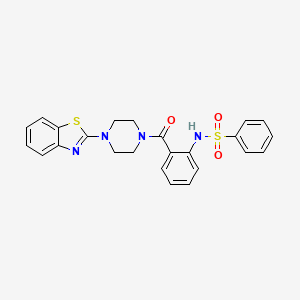molecular formula C24H22N4O3S2 B3294300 N-(2-(4-(benzo[d]thiazol-2-yl)piperazine-1-carbonyl)phenyl)benzenesulfonamide CAS No. 886901-96-8