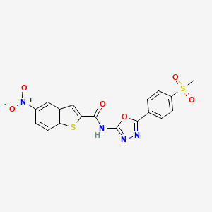 molecular formula C18H12N4O6S2 B3294317 N-(5-(4-(methylsulfonyl)phenyl)-1,3,4-oxadiazol-2-yl)-5-nitrobenzo[b]thiophene-2-carboxamide CAS No. 886911-74-6