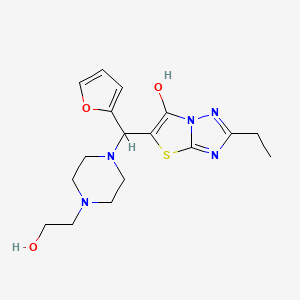 molecular formula C17H23N5O3S B3294323 2-Ethyl-5-(furan-2-yl(4-(2-hydroxyethyl)piperazin-1-yl)methyl)thiazolo[3,2-b][1,2,4]triazol-6-ol CAS No. 886913-27-5