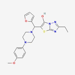 molecular formula C22H25N5O3S B3294327 2-Ethyl-5-(furan-2-yl(4-(4-methoxyphenyl)piperazin-1-yl)methyl)thiazolo[3,2-b][1,2,4]triazol-6-ol CAS No. 886915-32-8