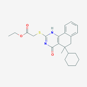 molecular formula C23H28N2O3S B329434 ethyl 2-[(5-cyclohexyl-5-methyl-4-oxo-1,6-dihydrobenzo[h]quinazolin-2-yl)sulfanyl]acetate 
