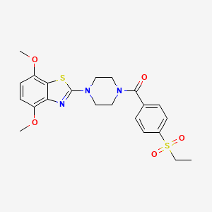 molecular formula C22H25N3O5S2 B3294345 (4-(4,7-Dimethoxybenzo[d]thiazol-2-yl)piperazin-1-yl)(4-(ethylsulfonyl)phenyl)methanone CAS No. 886925-18-4