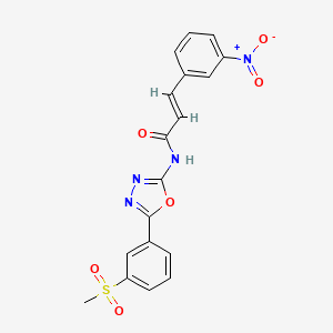 molecular formula C18H14N4O6S B3294355 (E)-N-(5-(3-(methylsulfonyl)phenyl)-1,3,4-oxadiazol-2-yl)-3-(3-nitrophenyl)acrylamide CAS No. 886928-83-2