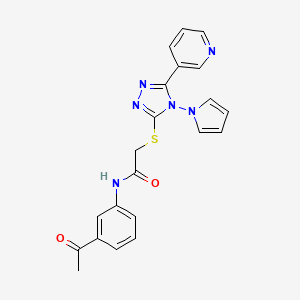 molecular formula C21H18N6O2S B3294357 N-(3-acetylphenyl)-2-{[5-(pyridin-3-yl)-4-(1H-pyrrol-1-yl)-4H-1,2,4-triazol-3-yl]sulfanyl}acetamide CAS No. 886931-79-9