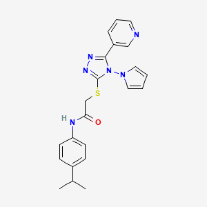 molecular formula C22H22N6OS B3294361 N-[4-(propan-2-yl)phenyl]-2-{[5-(pyridin-3-yl)-4-(1H-pyrrol-1-yl)-4H-1,2,4-triazol-3-yl]sulfanyl}acetamide CAS No. 886932-09-8