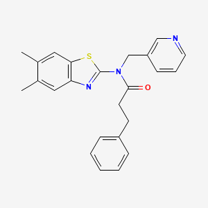 molecular formula C24H23N3OS B3294381 N-(5,6-dimethyl-1,3-benzothiazol-2-yl)-3-phenyl-N-(pyridin-3-ylmethyl)propanamide CAS No. 886946-75-4