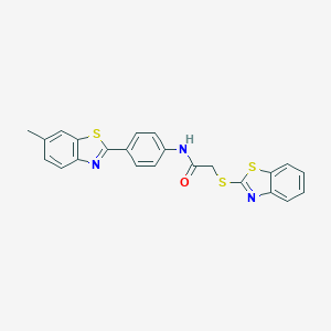 molecular formula C23H17N3OS3 B329439 2-(1,3-benzothiazol-2-ylsulfanyl)-N-[4-(6-methyl-1,3-benzothiazol-2-yl)phenyl]acetamide 