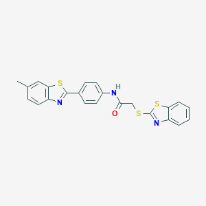 2-(1,3-benzothiazol-2-ylsulfanyl)-N-[4-(6-methyl-1,3-benzothiazol-2-yl)phenyl]acetamide