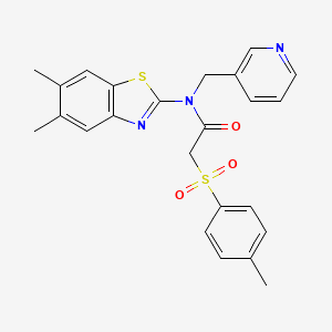 molecular formula C24H23N3O3S2 B3294391 N-(5,6-dimethylbenzo[d]thiazol-2-yl)-N-(pyridin-3-ylmethyl)-2-tosylacetamide CAS No. 886947-46-2