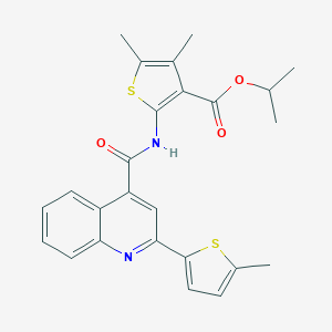 molecular formula C25H24N2O3S2 B329443 Isopropyl 4,5-dimethyl-2-({[2-(5-methyl-2-thienyl)-4-quinolinyl]carbonyl}amino)-3-thiophenecarboxylate 