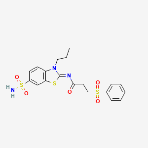 (Z)-N-(3-propyl-6-sulfamoylbenzo[d]thiazol-2(3H)-ylidene)-3-tosylpropanamide