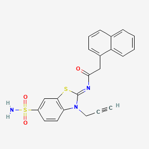 2-naphthalen-1-yl-N-(3-prop-2-ynyl-6-sulfamoyl-1,3-benzothiazol-2-ylidene)acetamide
