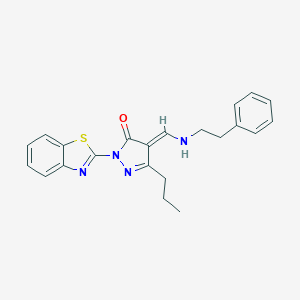 molecular formula C22H22N4OS B329444 (4E)-2-(1,3-benzothiazol-2-yl)-4-[(2-phenylethylamino)methylidene]-5-propylpyrazol-3-one 