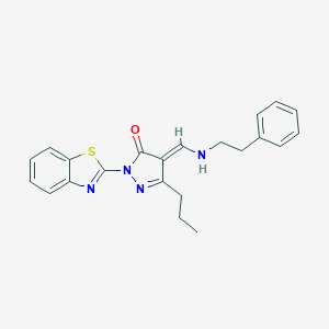 (4E)-2-(1,3-benzothiazol-2-yl)-4-[(2-phenylethylamino)methylidene]-5-propylpyrazol-3-one