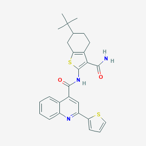 N-(6-tert-butyl-3-carbamoyl-4,5,6,7-tetrahydro-1-benzothiophen-2-yl)-2-(thiophen-2-yl)quinoline-4-carboxamide