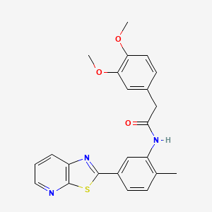molecular formula C23H21N3O3S B3294457 2-(3,4-dimethoxyphenyl)-N-(2-methyl-5-(thiazolo[5,4-b]pyridin-2-yl)phenyl)acetamide CAS No. 887207-29-6