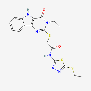 2-((3-ethyl-4-oxo-4,5-dihydro-3H-pyrimido[5,4-b]indol-2-yl)thio)-N-(5-(ethylthio)-1,3,4-thiadiazol-2-yl)acetamide