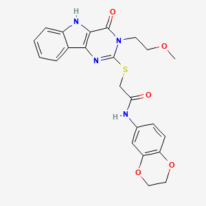 N-(2,3-dihydro-1,4-benzodioxin-6-yl)-2-{[3-(2-methoxyethyl)-4-oxo-3H,4H,5H-pyrimido[5,4-b]indol-2-yl]sulfanyl}acetamide