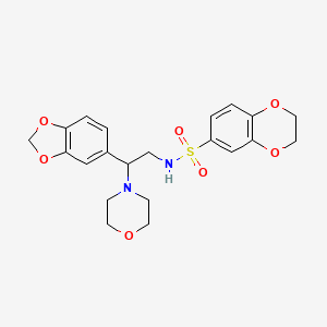 molecular formula C21H24N2O7S B3294518 N-(2-(benzo[d][1,3]dioxol-5-yl)-2-morpholinoethyl)-2,3-dihydrobenzo[b][1,4]dioxine-6-sulfonamide CAS No. 887219-29-6