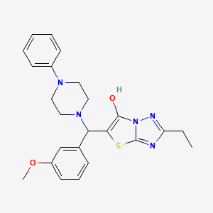 molecular formula C24H27N5O2S B3294528 2-Ethyl-5-((3-methoxyphenyl)(4-phenylpiperazin-1-yl)methyl)thiazolo[3,2-b][1,2,4]triazol-6-ol CAS No. 887219-59-2