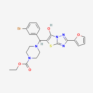 molecular formula C22H22BrN5O4S B3294548 Ethyl 4-((3-bromophenyl)(2-(furan-2-yl)-6-hydroxythiazolo[3,2-b][1,2,4]triazol-5-yl)methyl)piperazine-1-carboxylate CAS No. 887221-05-8