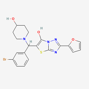 molecular formula C20H19BrN4O3S B3294557 5-((3-Bromophenyl)(4-hydroxypiperidin-1-yl)methyl)-2-(furan-2-yl)thiazolo[3,2-b][1,2,4]triazol-6-ol CAS No. 887221-25-2