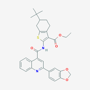 molecular formula C32H32N2O5S B329456 Ethyl 2-({[2-(1,3-benzodioxol-5-yl)-4-quinolinyl]carbonyl}amino)-6-tert-butyl-4,5,6,7-tetrahydro-1-benzothiophene-3-carboxylate 