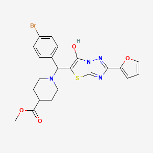 molecular formula C22H21BrN4O4S B3294564 Methyl 1-((4-bromophenyl)(2-(furan-2-yl)-6-hydroxythiazolo[3,2-b][1,2,4]triazol-5-yl)methyl)piperidine-4-carboxylate CAS No. 887221-31-0