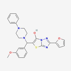 molecular formula C26H25N5O3S B3294566 2-(Furan-2-yl)-5-((3-methoxyphenyl)(4-phenylpiperazin-1-yl)methyl)thiazolo[3,2-b][1,2,4]triazol-6-ol CAS No. 887222-58-4