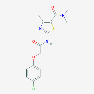 molecular formula C15H16ClN3O3S B329457 2-{[(4-chlorophenoxy)acetyl]amino}-N,N,4-trimethyl-1,3-thiazole-5-carboxamide 