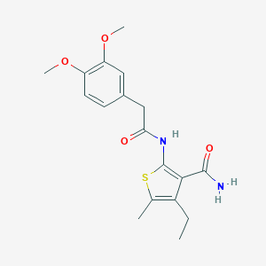 molecular formula C18H22N2O4S B329461 2-{[(3,4-Dimethoxyphenyl)acetyl]amino}-4-ethyl-5-methyl-3-thiophenecarboxamide 