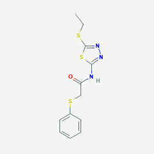 molecular formula C12H13N3OS3 B329474 N-[5-(ethylsulfanyl)-1,3,4-thiadiazol-2-yl]-2-(phenylsulfanyl)acetamide 