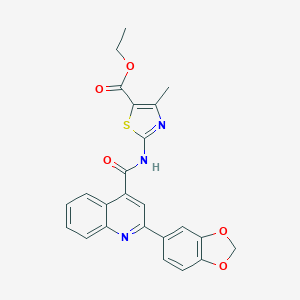 molecular formula C24H19N3O5S B329486 Ethyl 2-({[2-(1,3-benzodioxol-5-yl)-4-quinolinyl]carbonyl}amino)-4-methyl-1,3-thiazole-5-carboxylate 