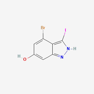 molecular formula C7H4BrIN2O B3295000 4-Bromo-3-iodo-1H-indazol-6-OL CAS No. 887568-93-6