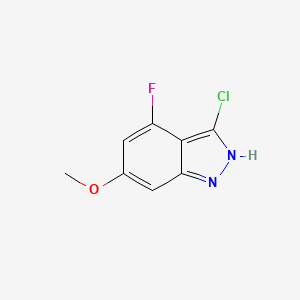 molecular formula C8H6ClFN2O B3295036 4-Fluoro-6-methoxy-3-chloro-1H-indazole CAS No. 887569-11-1