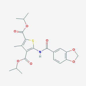 molecular formula C21H23NO7S B329505 Diisopropyl 5-[(1,3-benzodioxol-5-ylcarbonyl)amino]-3-methyl-2,4-thiophenedicarboxylate 