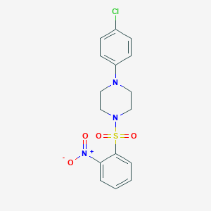 molecular formula C16H16ClN3O4S B329532 1-(4-Chlorophenyl)-4-({2-nitrophenyl}sulfonyl)piperazine 