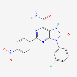 molecular formula C18H11ClN6O4 B3295453 9-(3-chlorophenyl)-2-(4-nitrophenyl)-8-oxo-8,9-dihydro-7H-purine-6-carboxamide CAS No. 887887-62-9