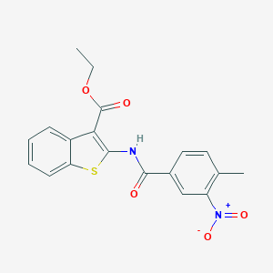 molecular formula C19H16N2O5S B329547 Ethyl 2-({3-nitro-4-methylbenzoyl}amino)-1-benzothiophene-3-carboxylate 